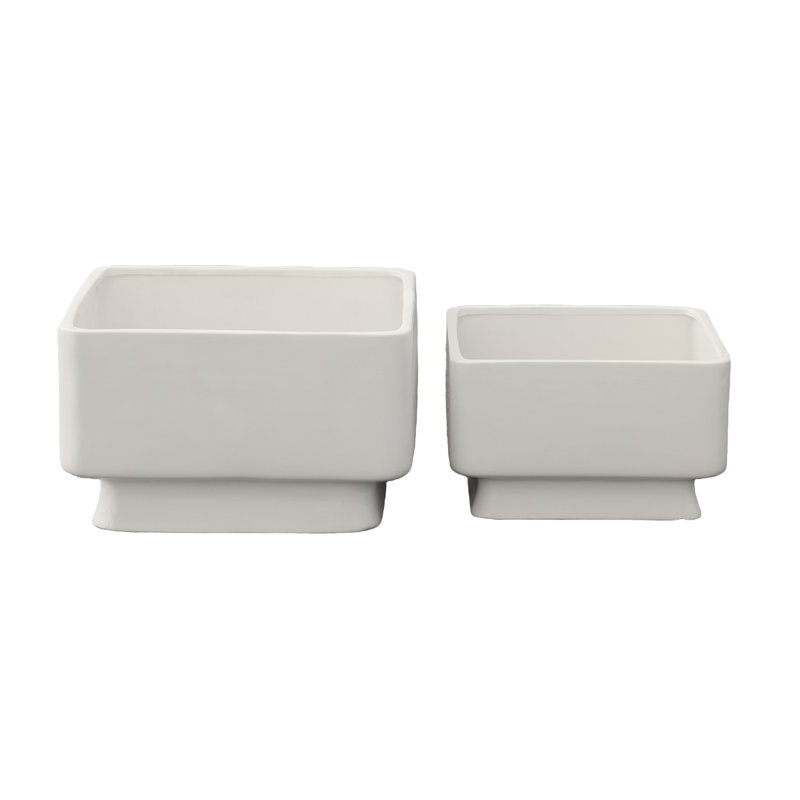 Ceramic Square Pot Matte Finish White