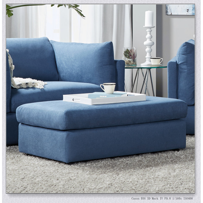 Living Room Fabric Ottoman, Blue