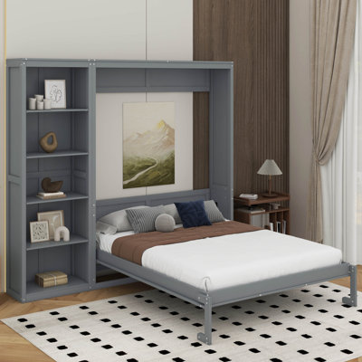 Grand lit escamotable avec tablettes