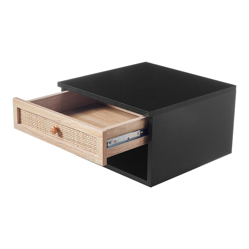 Amauris 40cm W Bedside Table, Black/Brown