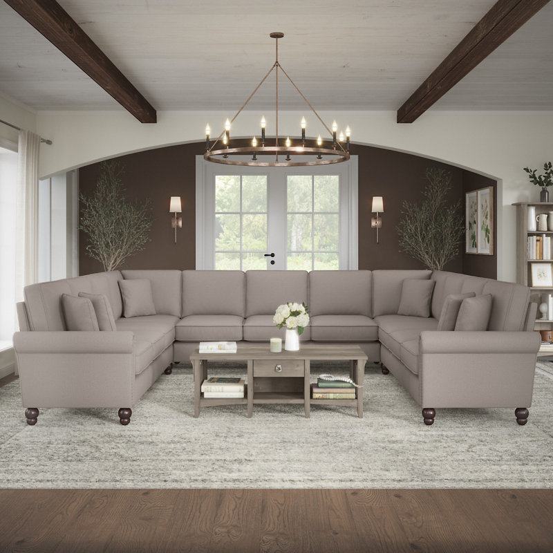 Canapé modulaire Atifah, Beige, H 36 po x l 137 po x P 111 po