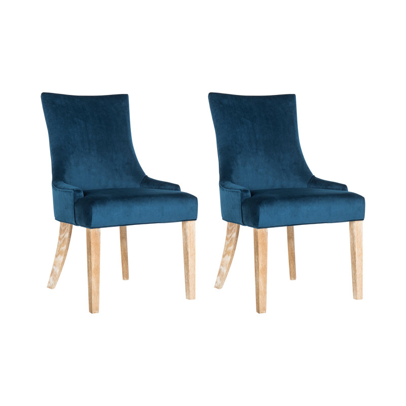 Baumgarten 49.53cm H Upholstered Side Chair, Navy, Light Wood