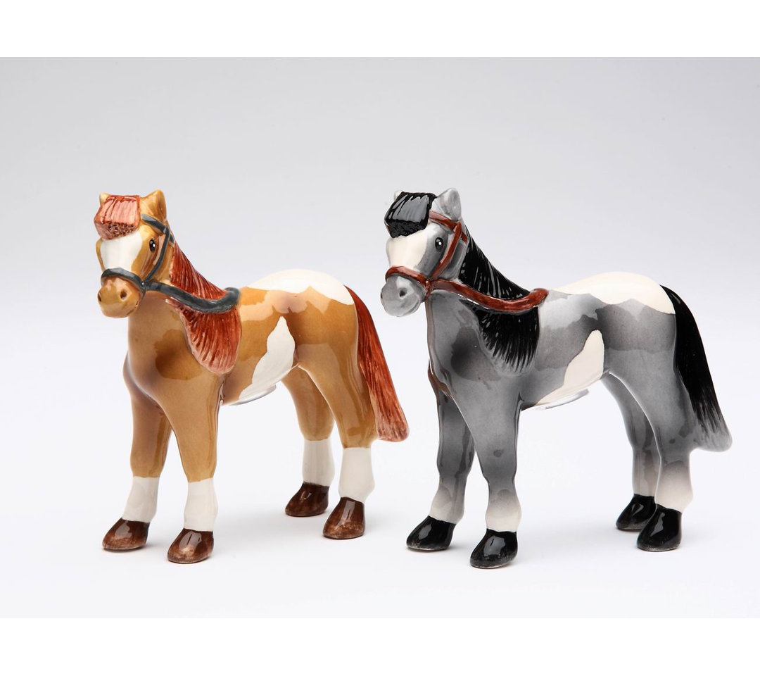Cosmos Gifts Brown and Black Horse 2 Piece Salt and Pepper Set Cosmos Gifts