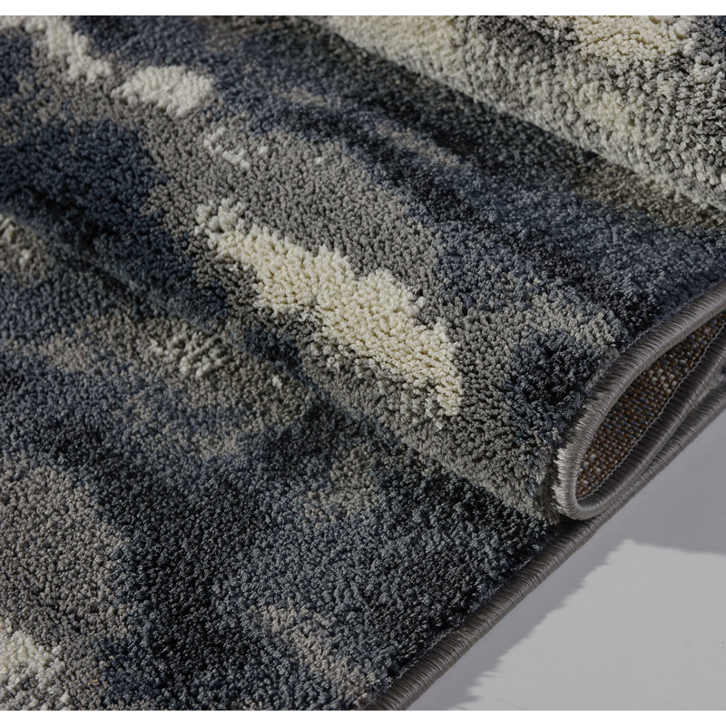 Crème abstraite/tapis décoratif grise Toronto, Rectangle 5 pi 3 po x 7 pi 6 po