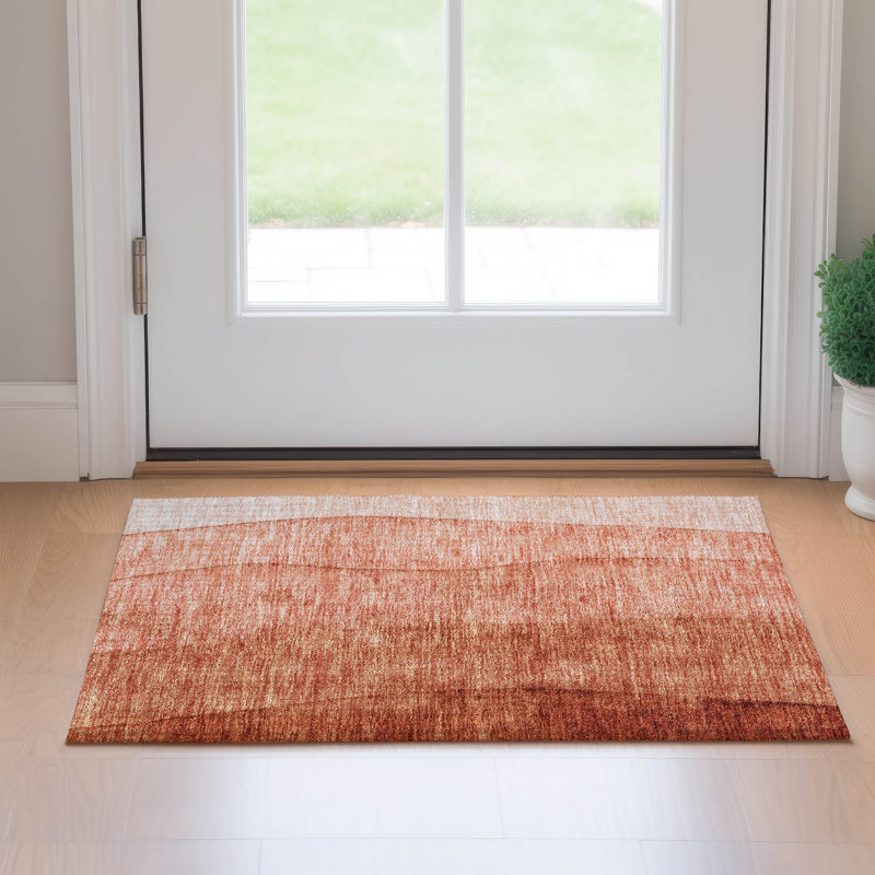 Premium Machine Washable Prisco Paprika Rug, Rectangle 1'8" x 2'6"