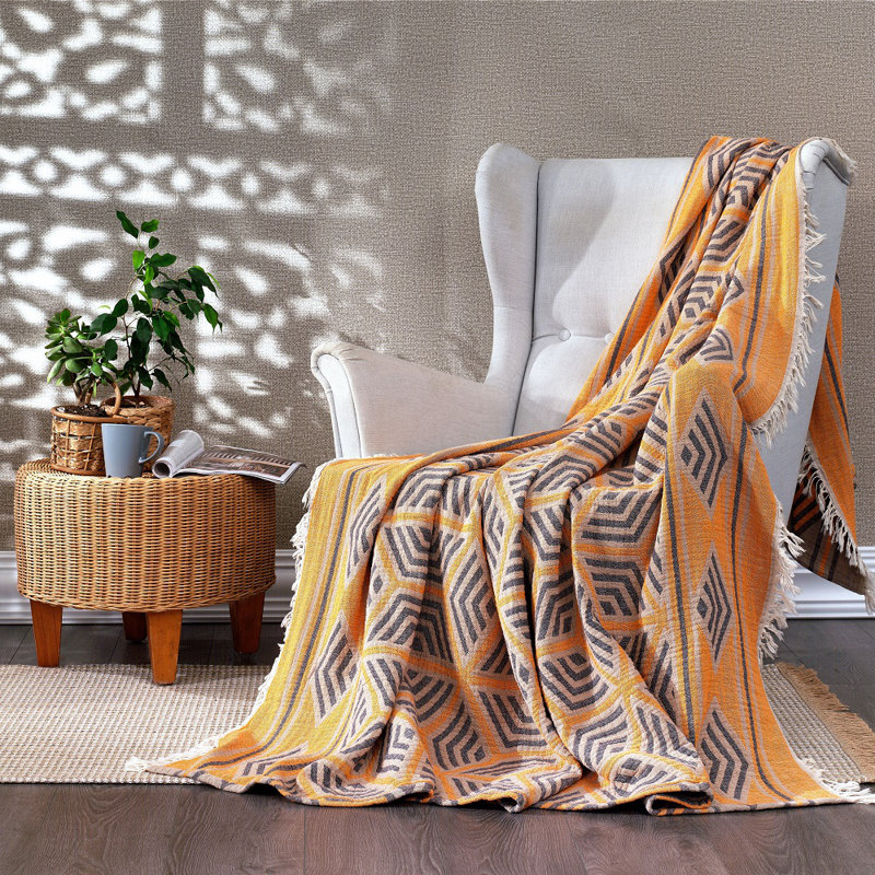 Lathan Throw Blanket, Marigold Orange, W270 x L245cm