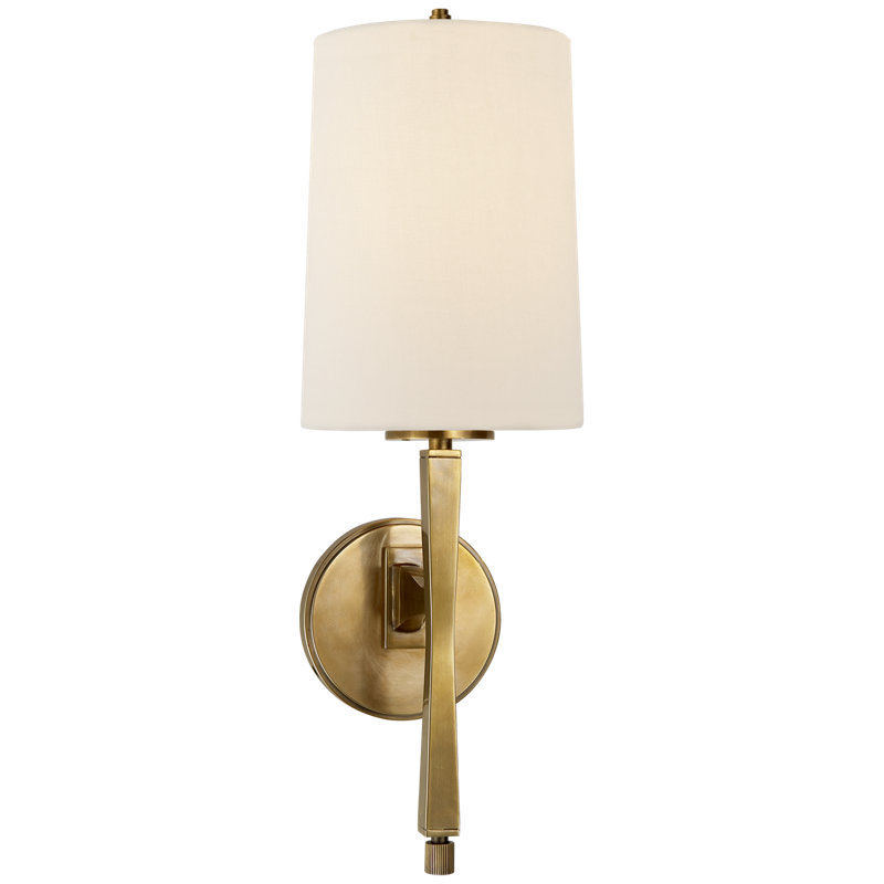 Thomas O'Brien Edie Sconce, Hand-Rubbed Antique Brass, Fabric