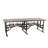 Brown Teak Wood Kitchen Dining Table with Eight Attached Seats, 100" x 42" x 31"-94225247-94225246-94225244