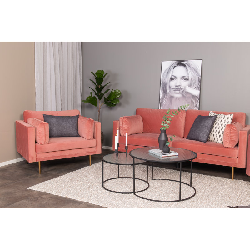 Caden 3 Seater Velvet Sofa, Pink