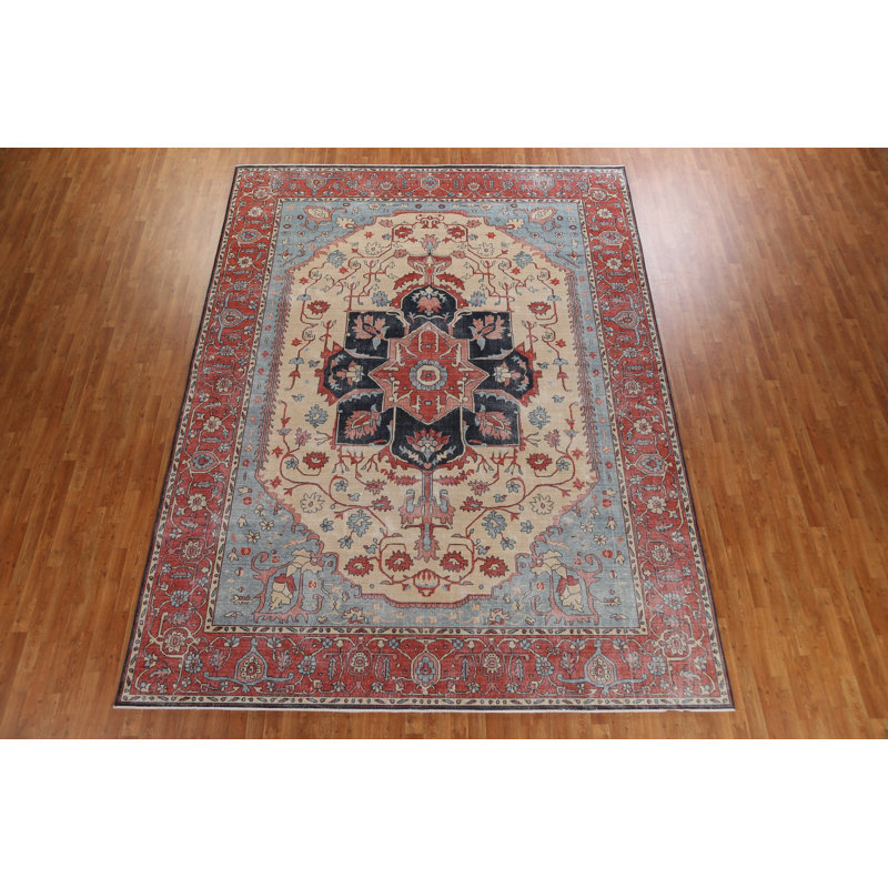 Tapis oriental en laine Heriz Serapi noué à la main 9 pi 9 po x 13 pi