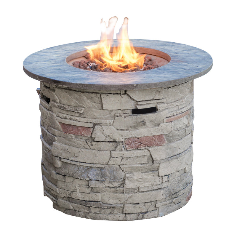 Playa 24" H x 32" W Propane Outdoor Fire Pit Table, Grey/Natural