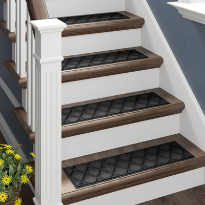 WaterHog® Argyle 8.5 in. x 30 in. Indoor Outdoor Stair Treads Set/4