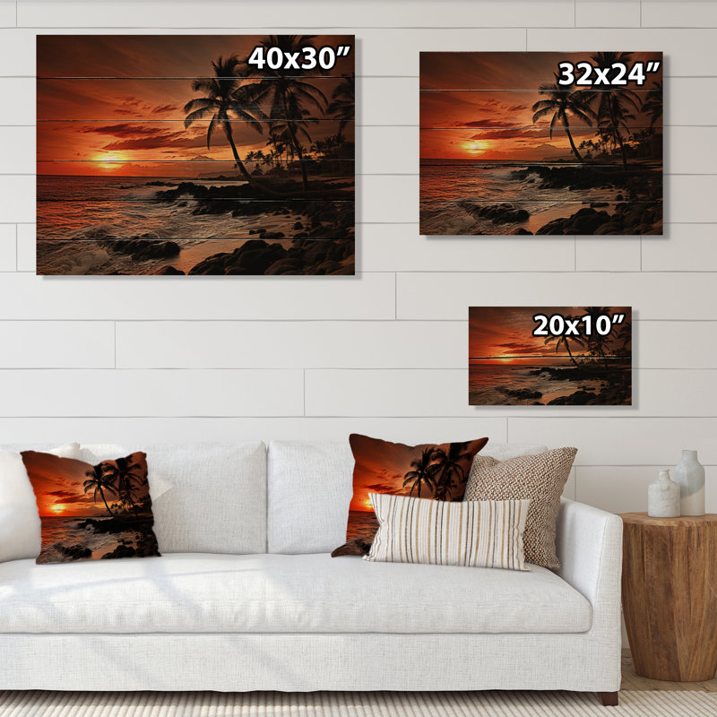 Hawaii Sunset Serenade II sur impression sur bois, H 10 po x l 20 po x P 0,78 po