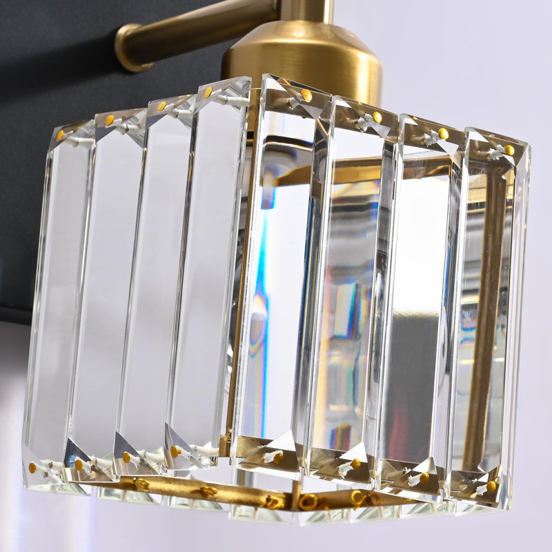 Luminaire de salle de bain Modern Crystal, Noir mat / Or