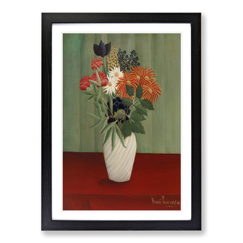 Bouquet of Flowers Vol.2 by Henri Rousseau - Picture Frame Painting, 48cm H x 36cm W x 2cm D, Black