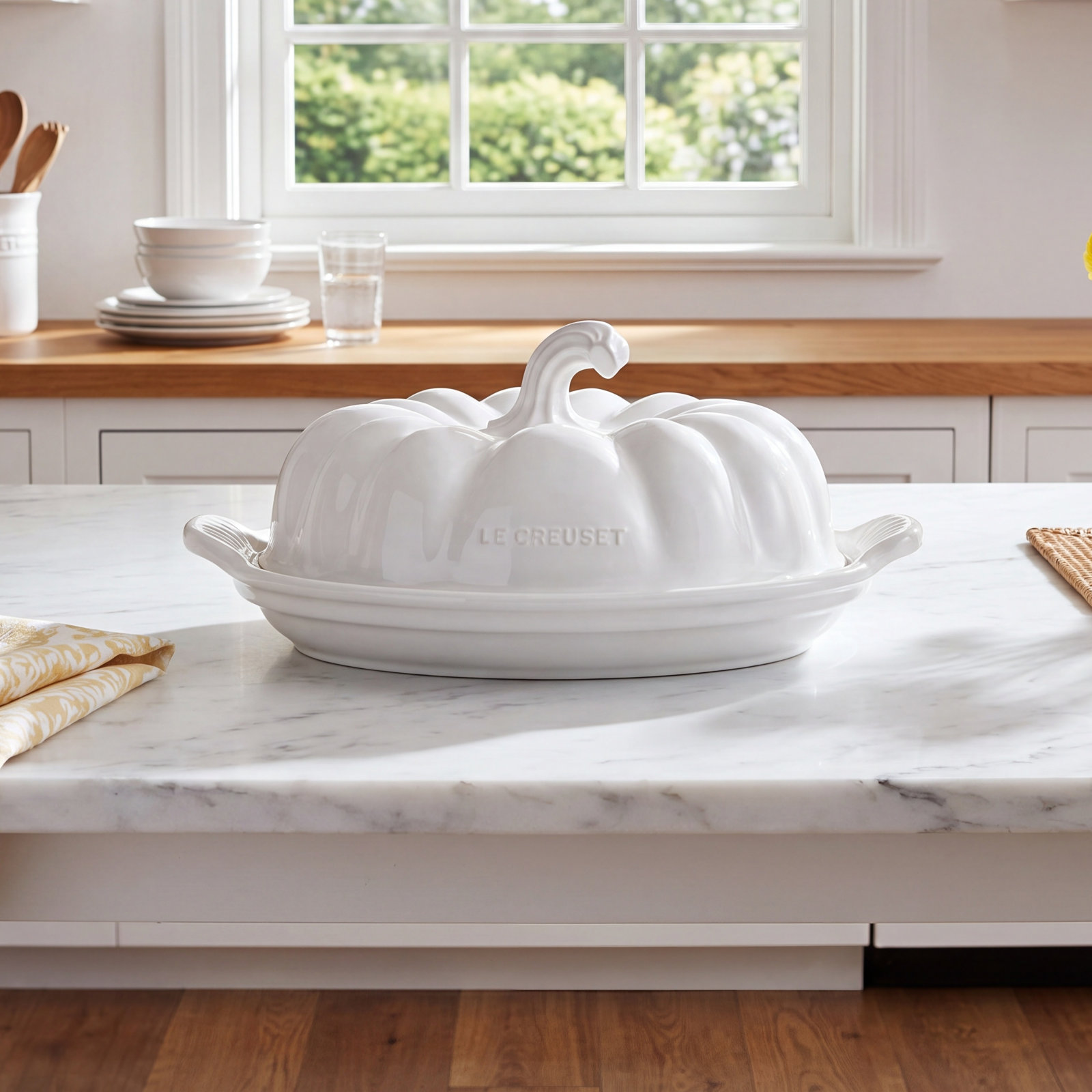 Harvest Butter Dish, White