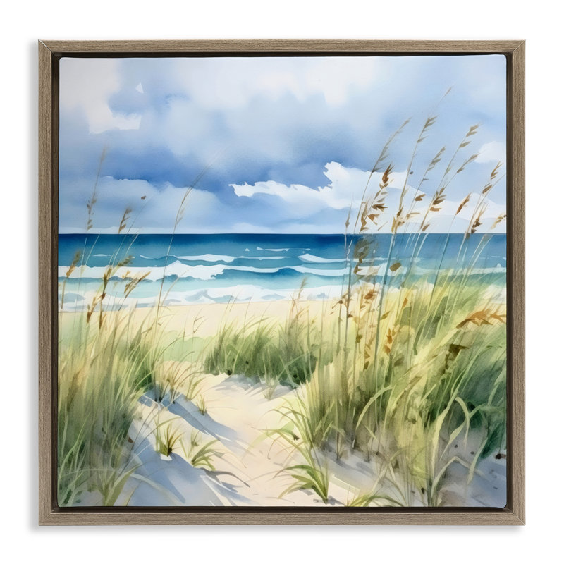 Serene Coast avec cadre flottant Windblown Breeze, design par LSR Design Studio, Cadre flottant orme Montalcino