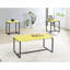 Table basse l 39,5 po et bout l 19 po x P 15,5 po - Enveloppe en fibre de carbone jaune avec cadre en métal enveloppé 1 table, 2 tables, coins inclinés, pieds réglables