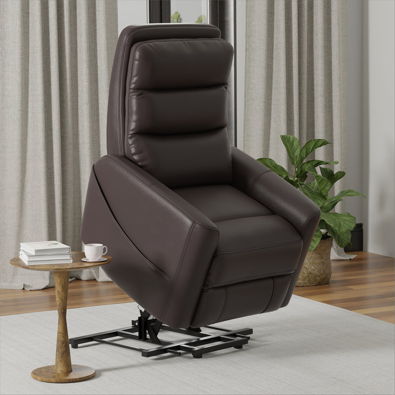 Fauteuil relevable en similicuir brun foncé Bentley, Marron foncé