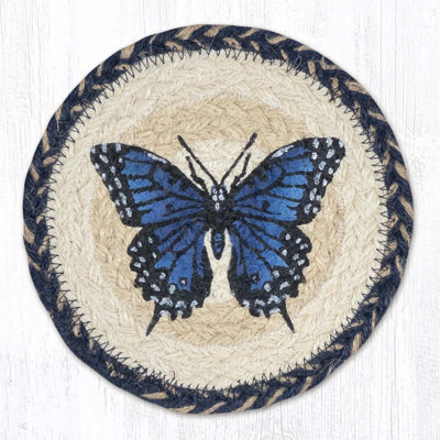  Blue Swallowtail Round Large Coaster – Rustic 7" H Butterfly Accent