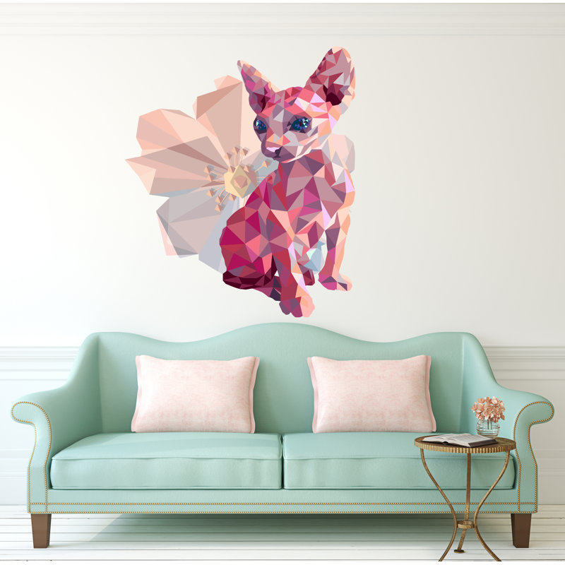 Décalcomanie murale polygonal Sphinx chat, H 10 po x l 11 po x P 0,5 po