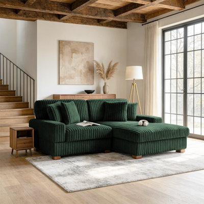 Canapé modulaire en flanelle avec accoudoirs et coussins décoratifs Stephania