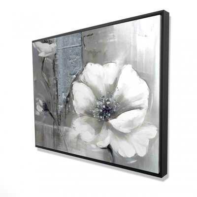 Monochrome And Silver Flowers Print On Canvas