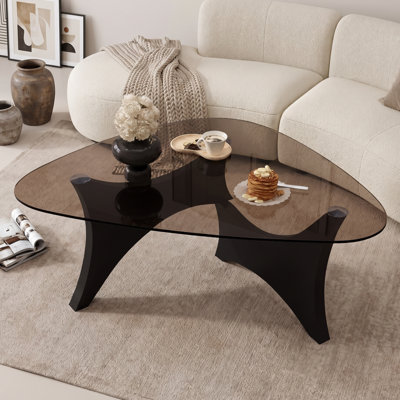 Table basse en verre élégante de style moderne du milieu du siècle, 82 cm x 65 cm x 40 cm