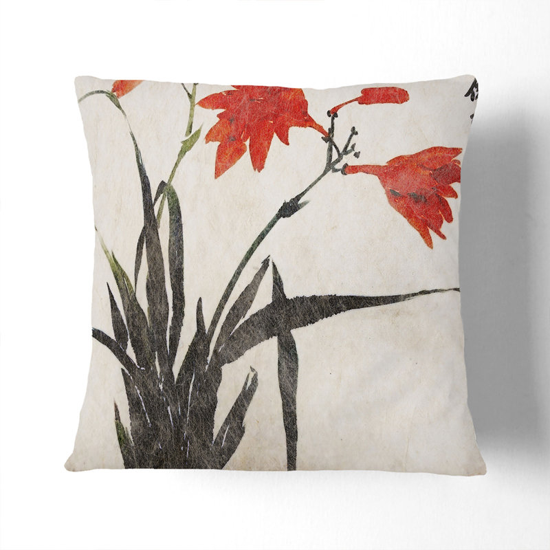 Floral Square Throw Cushion, 40cm H x 40cm W x 15cm D