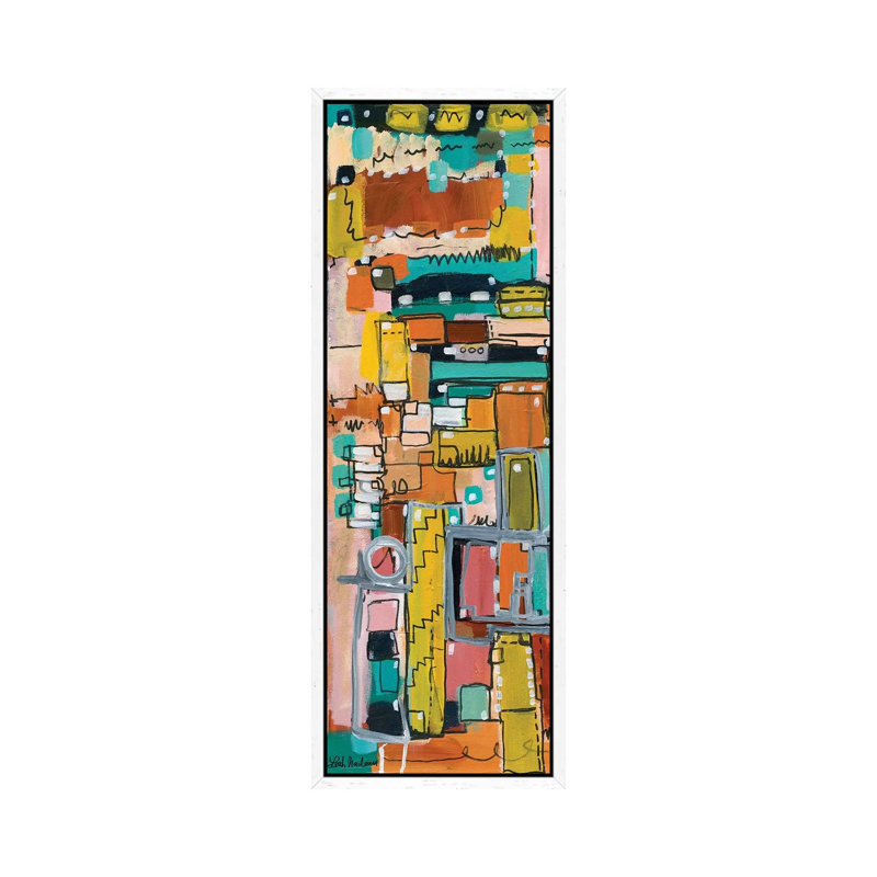 Retro Disco by Leah Nadeau - Panoramic Print on Canvas, White Framed, 30.48 cm H x 91.44 cm W