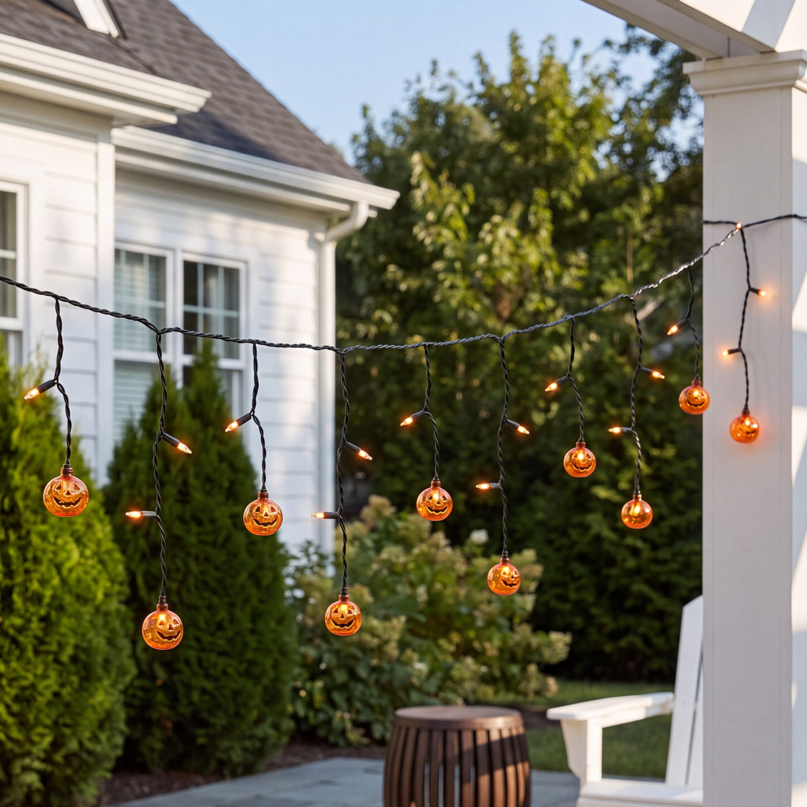25-Count Pumpkin LED Curtain Icicle Lights