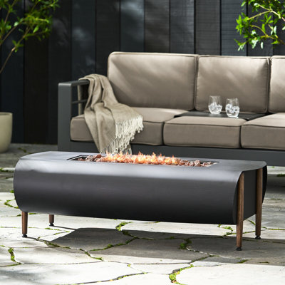 50,000btu Fireplace - Dark Grey Iron Rectangular Outdoor Warmth Option Fire Pit Ambiance Producer