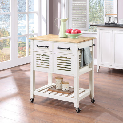 Chariot de cuisine de 30,75 po de largeur avec plateau en bois massif