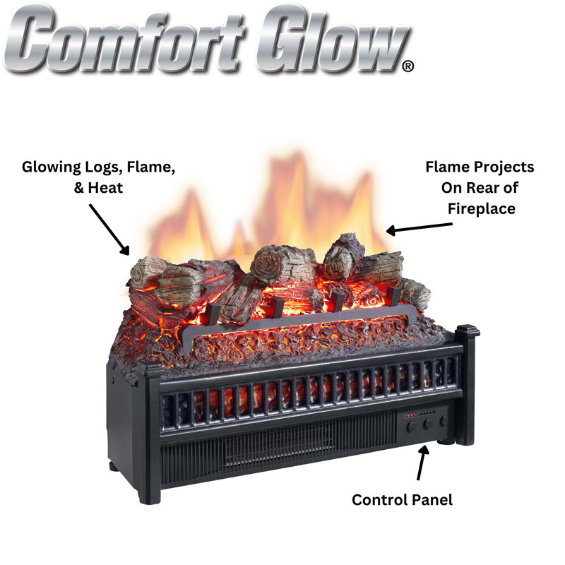Comfort Glow Black Electric Log Insert Heater with Flame Projection