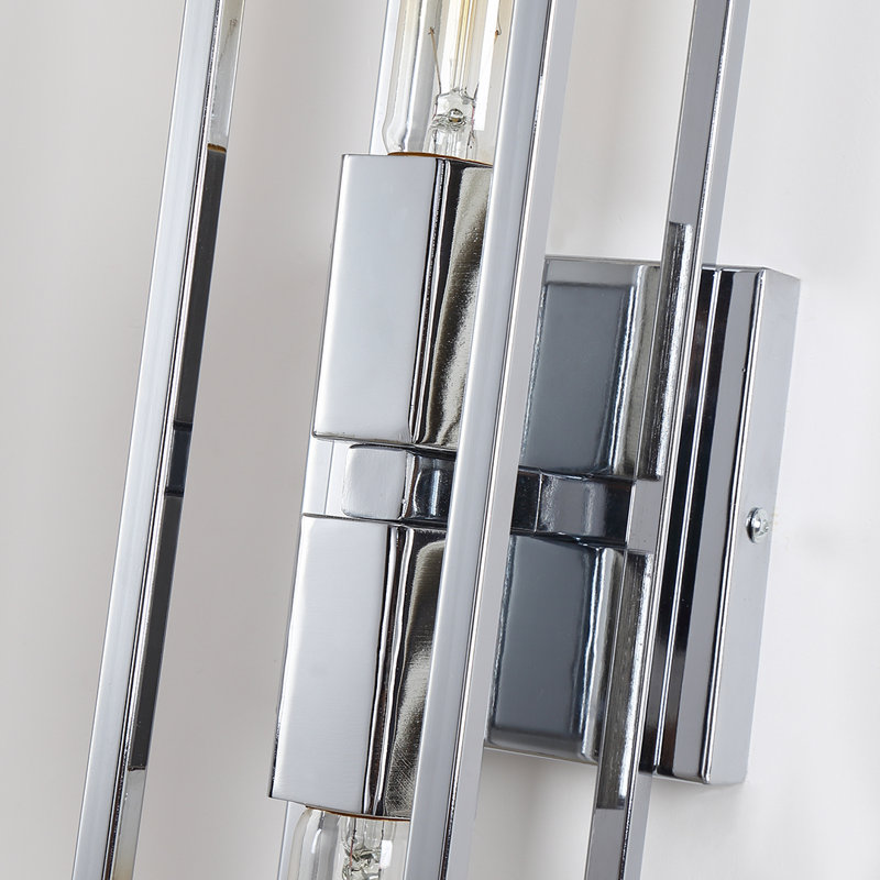 Halpin Arlo 2 - Light Metal Frame Wall Scones Square Symmetrical Structured, Chrome