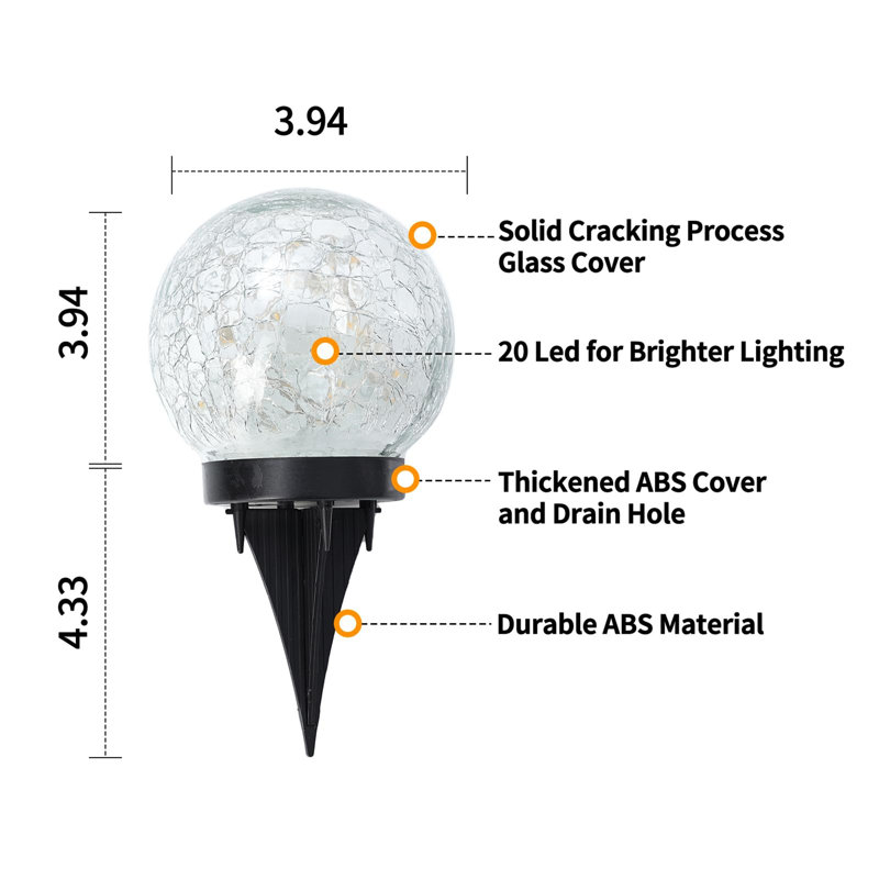 Multicolor Cracked Glass Solar LED Globe Lights for Outdoor Decor