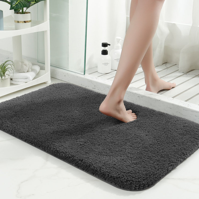 Non-Slip Bath Rug, 36" L x 24" W, Dark Gray