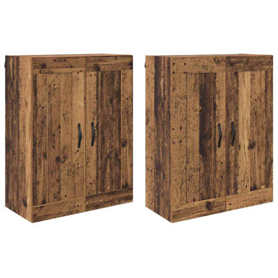  Wall-Mounted Cabinet 2 Pcs Old Wood 69.5 X 34 X 90 Cm