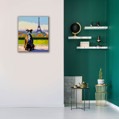 "Epic Graffiti" Eiffel Pittie "par Dean Russo, art mural sur toile, 26 po x 30 po
