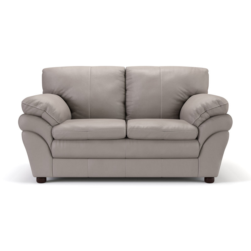 65" Genuine Leather Pillow Top Arm Loveseat, Grizzy