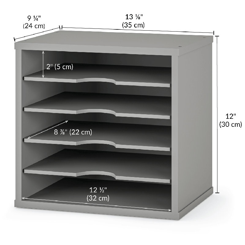 Logan Stackable 5-Tier Paper, Mail and File Organizer, Grey
