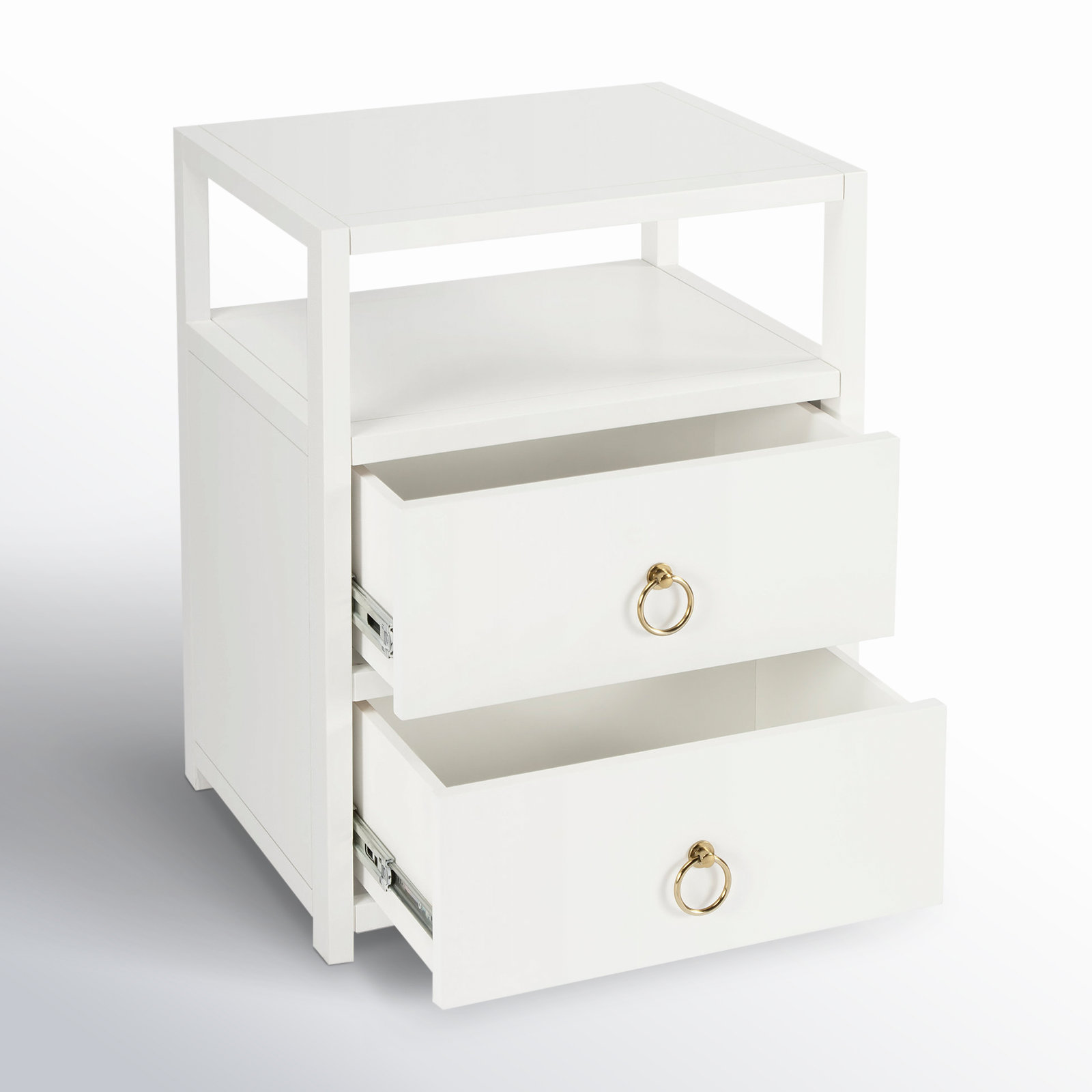 Elin 2-Drawer Acacia Nightstand, White