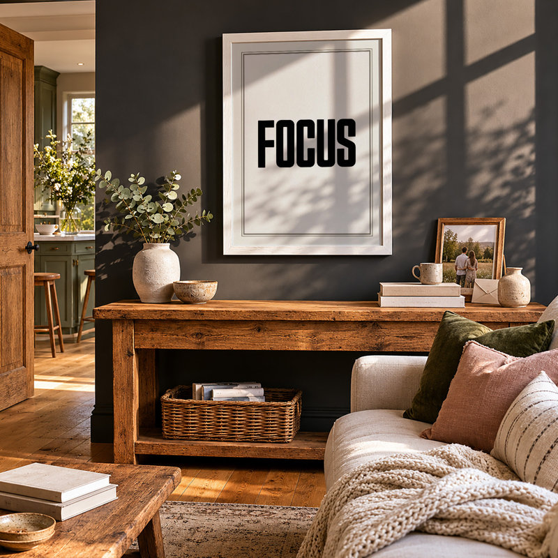 Focus Typography - Framed Print, A3 - 42.0 x 29.7 cm, White