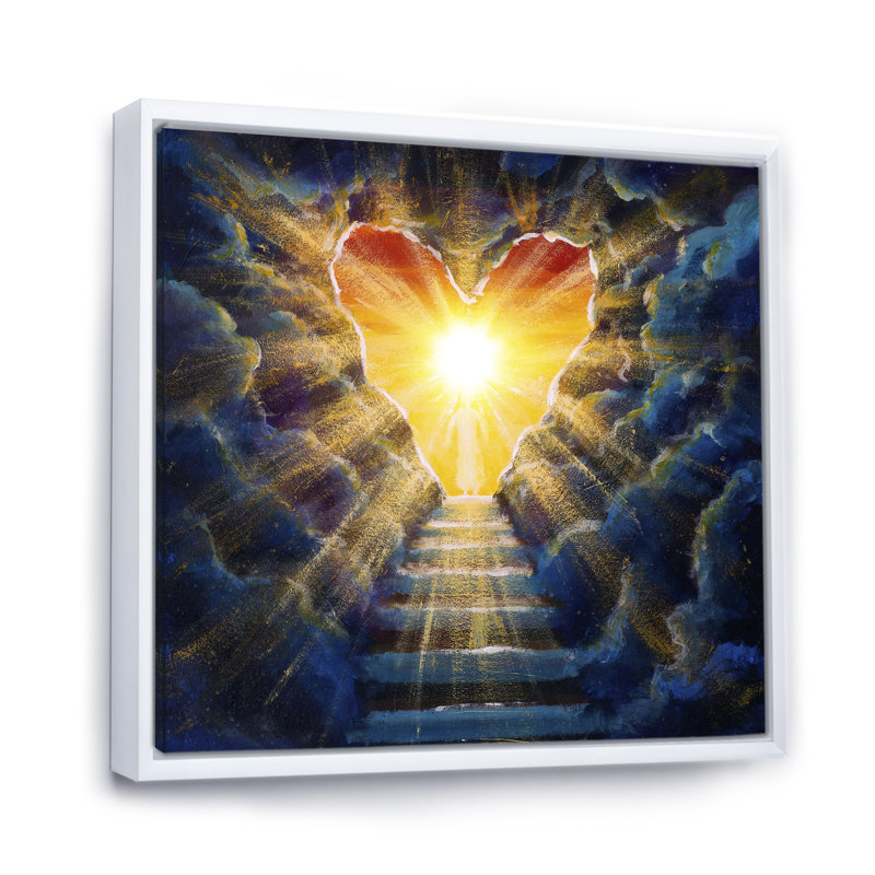 Stairway to He Heaven - Peinture, H 36 po x l 36 po x P 1,5 po, Toile encadrée flottée blanche