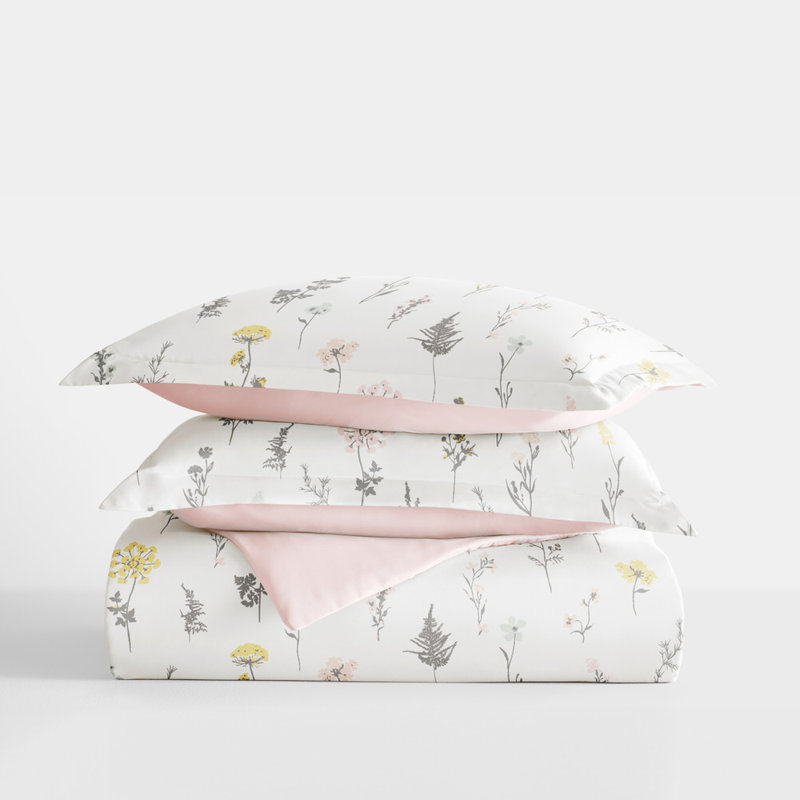 Duvet Cover Set Patterned Microfiber Ultra Soft Bedding in Wildflower, Queen Duvet Cover + 2 Standard Shams