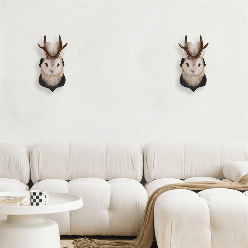 Décoration murale tête de lapin, décoration murale tête d'animal, 2 pièces