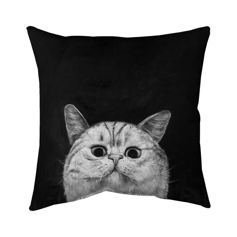 Watching cat - 18"x18" Throw pillow cover - Poly twill - Print on demand, 18"H x 18"W