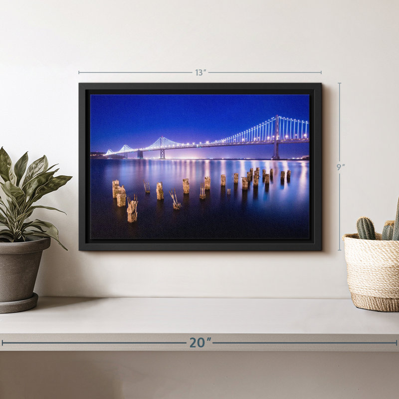 Impression sur toile SF Glowing Bay Bridge, H 9 po x l 13 po