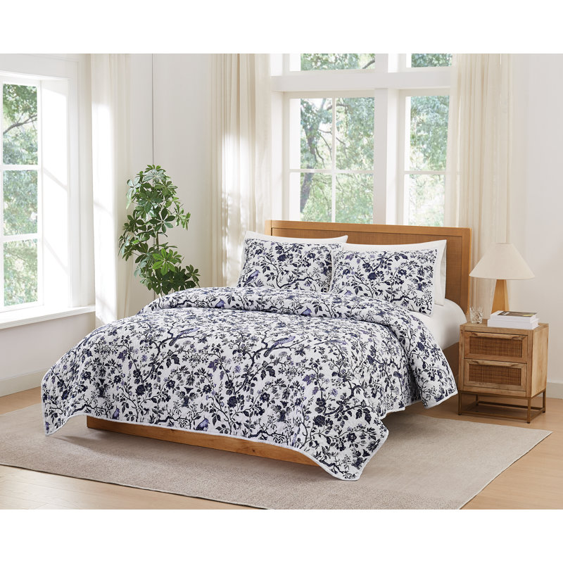 Brooklyn Loom Ava Floral Quilt Set, Twin Quilt + 1 Standard Sham