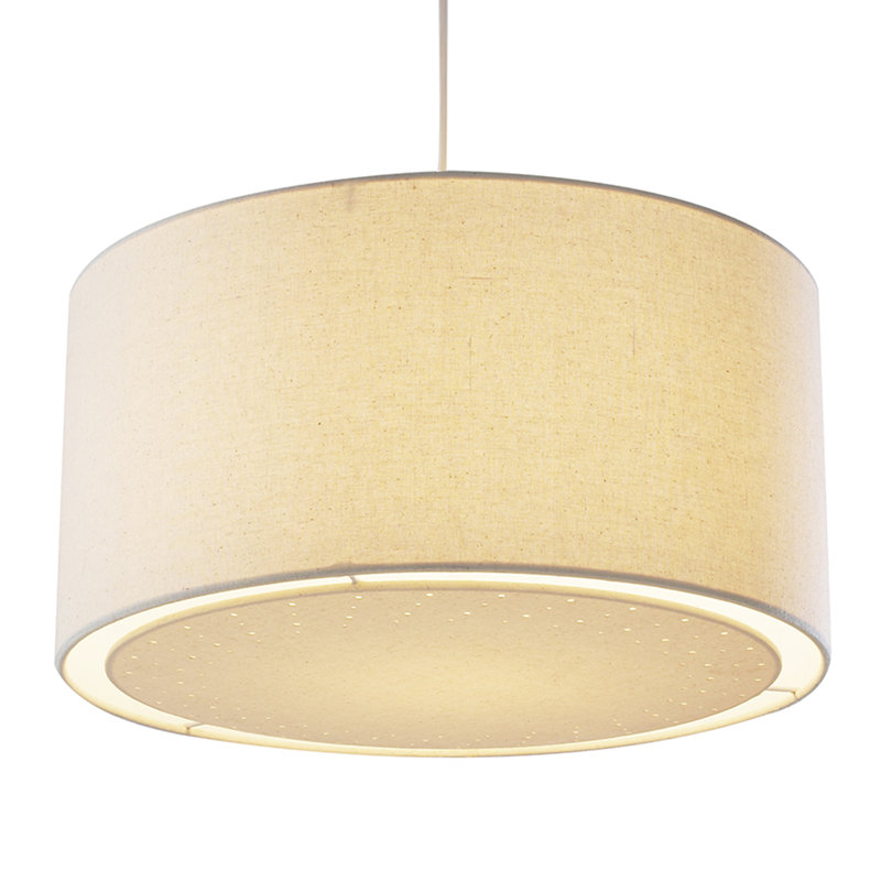 20cm H Polycotton Drum Pendant Shade ( Screw On ) in Beige